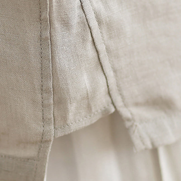 Buddha Stones Casual Women's Embroidered Flower Pattern Frog-Button Crew Neck Design Half Sleeve Cotton Linen Shirt - image 8