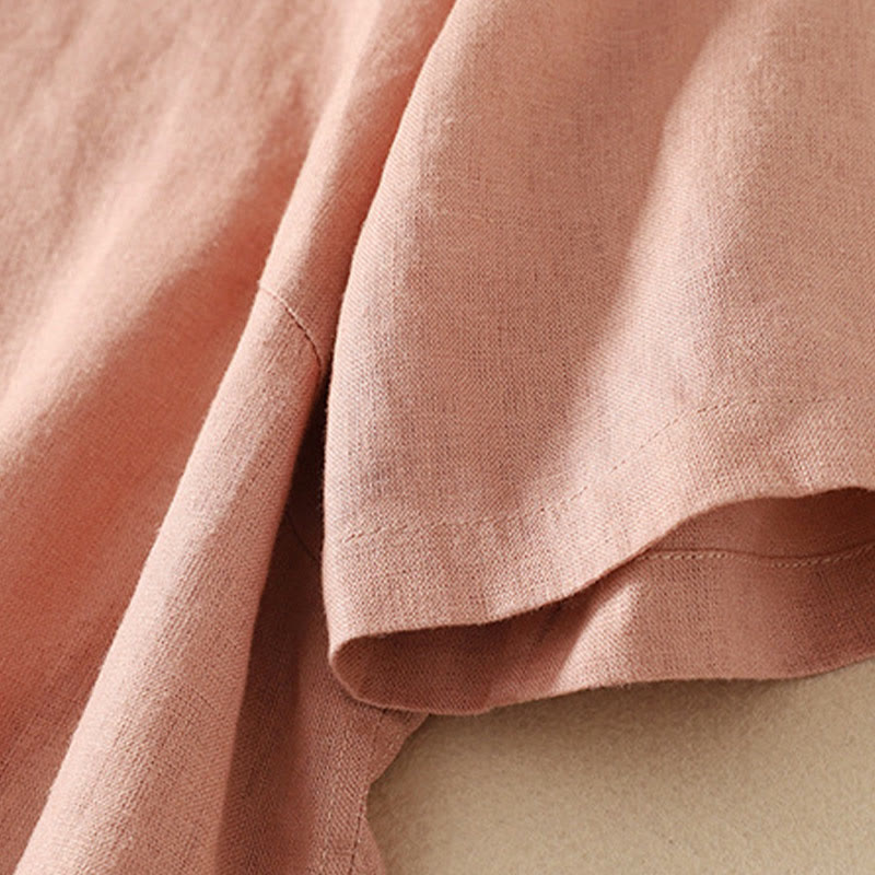 Buddha Stones Summer Casual Plain Women's V-neck Design Half Sleeve Cotton T-shirt - image 7