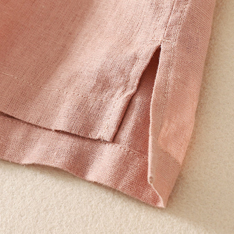 Buddha Stones Summer Casual Plain Women's V-neck Design Half Sleeve Cotton T-shirt - image 8