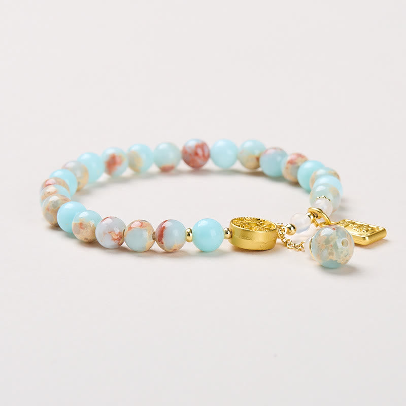 Buddha Stones Shoushan Stone Copper Coin Money From All Directions Wealth Bracelet