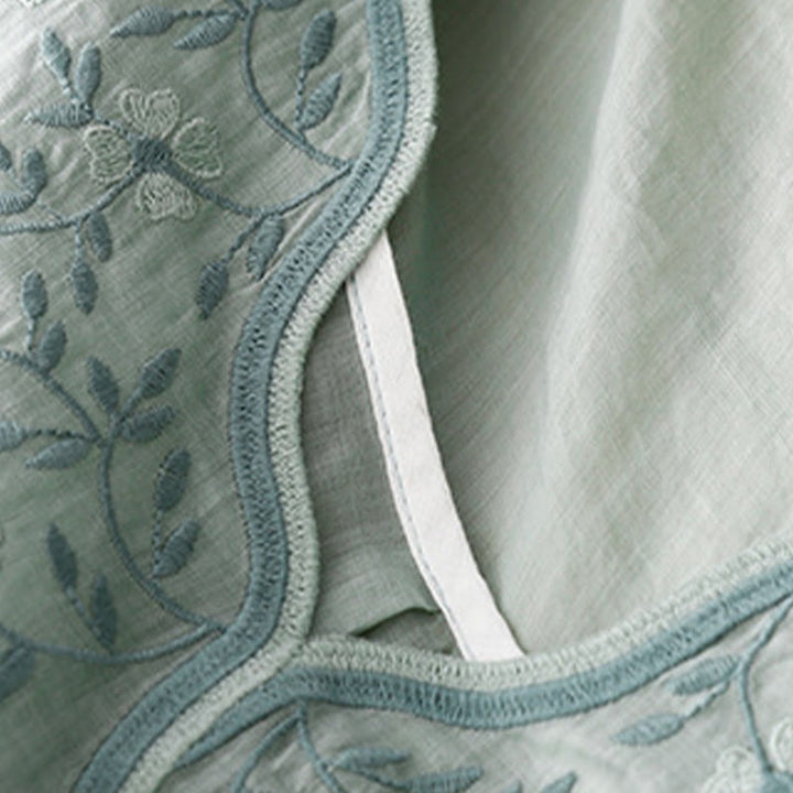 Buddha Stones Summer Casual Embroidered Flowers Women's V-neck Design Half Sleeve Acrylic T-shirt - image 17