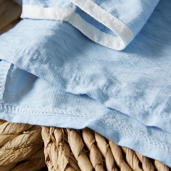 Buddha Stones Casual Women's Flowers Embroidery Pattern Frog-button Slanted Collar Design Three Quarter Sleeve Cotton Linen Shirt - image 15