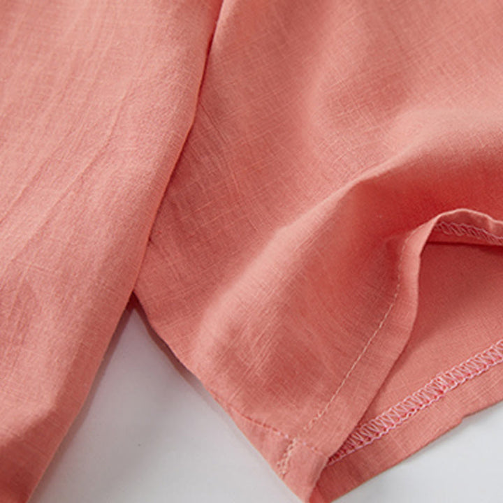 Buddha Stones Summer Casual Stitching Color Lace-up Design V-Neck Short Sleeve Midi Dress - image 6