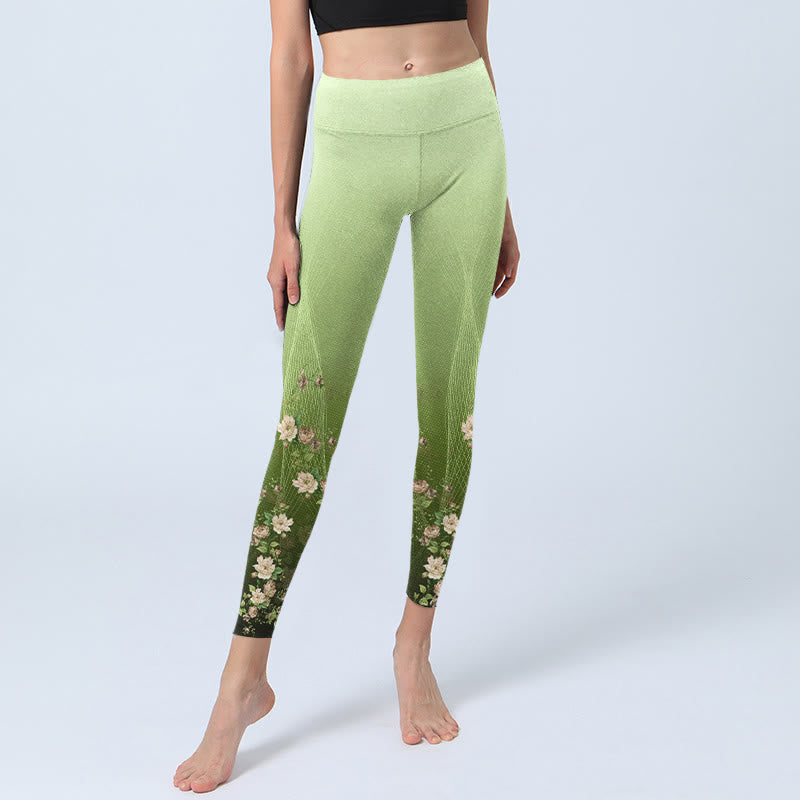 Buddha Stones Rose Lines Pattern Print Gym Leggings Women's Yoga Pants - image 5