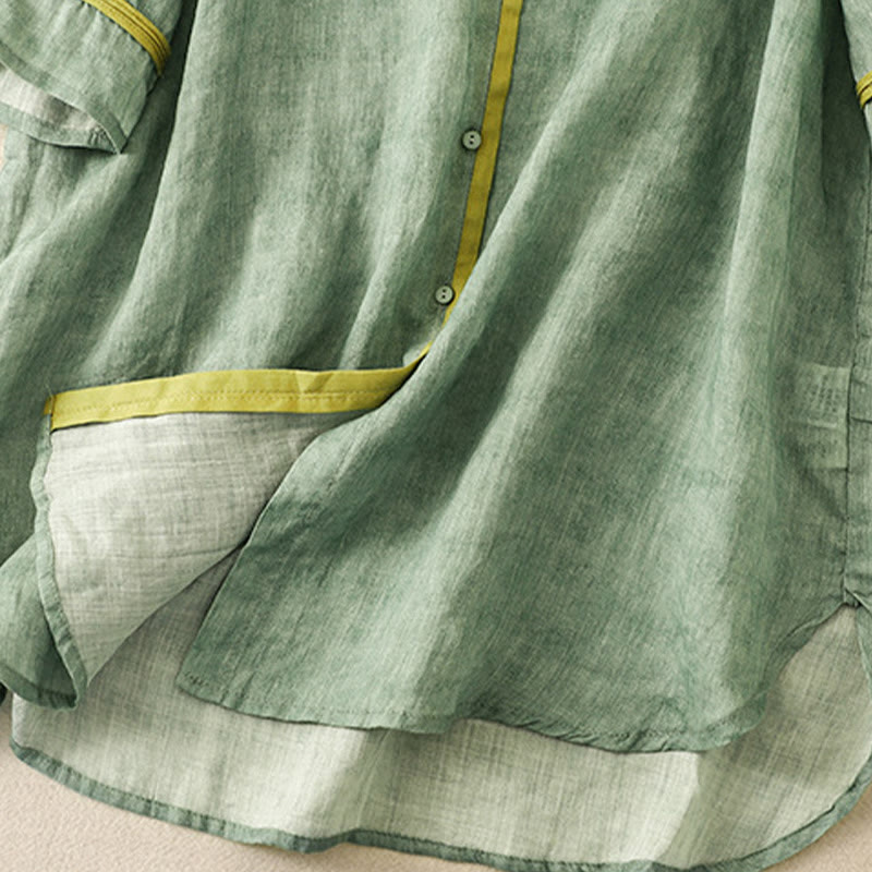 Buddha Stones Summer Casual Embroidered Stand Collar Design Three Quarter Sleeve Acrylic Midi Dress - image 4