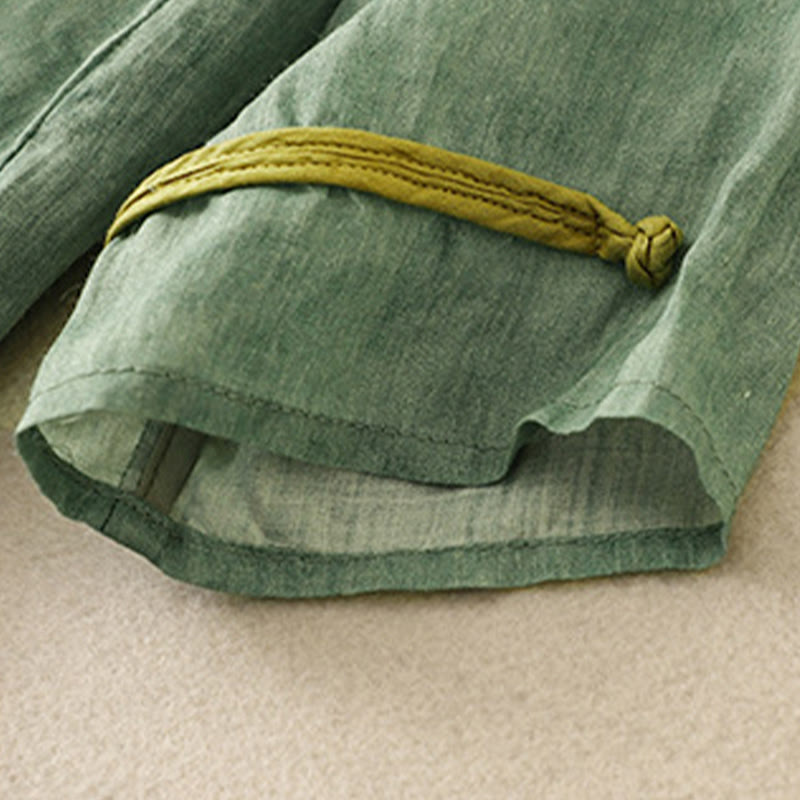 Buddha Stones Summer Casual Embroidered Stand Collar Design Three Quarter Sleeve Acrylic Midi Dress - image 3