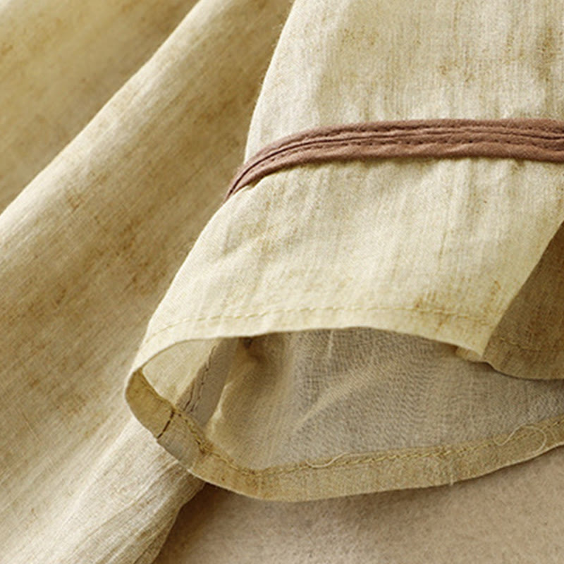 Buddha Stones Summer Casual Embroidered Stand Collar Design Three Quarter Sleeve Acrylic Midi Dress - image 13