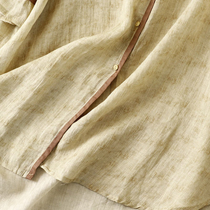 Buddha Stones Summer Casual Embroidered Stand Collar Design Three Quarter Sleeve Acrylic Midi Dress - image 14