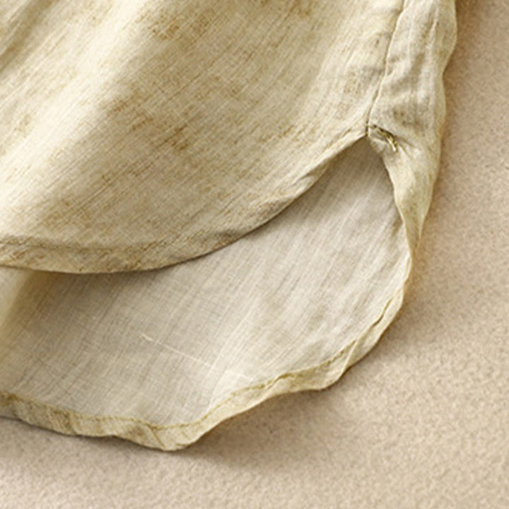 Buddha Stones Summer Casual Embroidered Stand Collar Design Three Quarter Sleeve Midi Dress - image 17