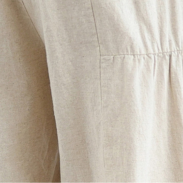 Buddha Stones Casual Plain Lace Splicing Cotton Linen Women's Cropped Wide Leg Pants With Pockets - image 8