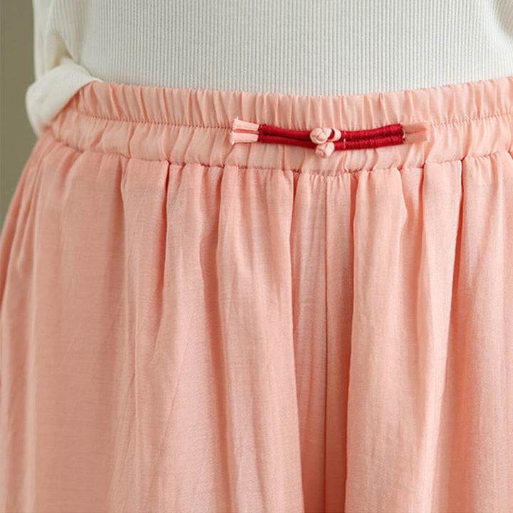 Buddha Stones Casual Vintage Side Slit Hem Design Cotton Linen Women's Wide Leg Pants With Pockets - image 4