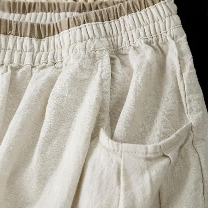 Buddha Stones Vintage Solid Color Embroidery Cotton Linen Women's 7-8 Length Harem Pants With Pockets - image 3