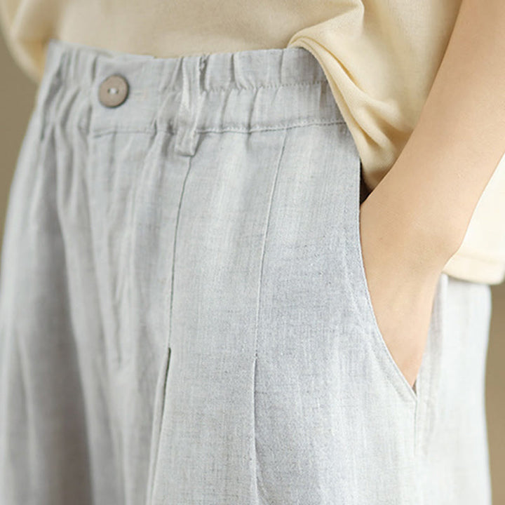 Buddha Stones Casual Summer Solid Color High Waist Women's Cotton Linen Harem Pants With Pockets - image 6