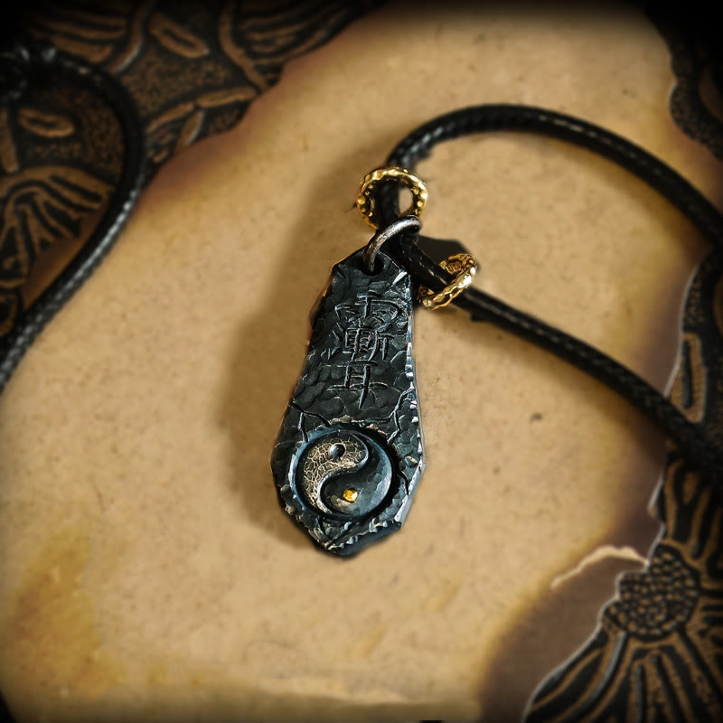 Buddha Stones 999 Sterling Silver 24k Gold Big Dipper Yin Yang Design Harmony Necklace Pendant - image 2