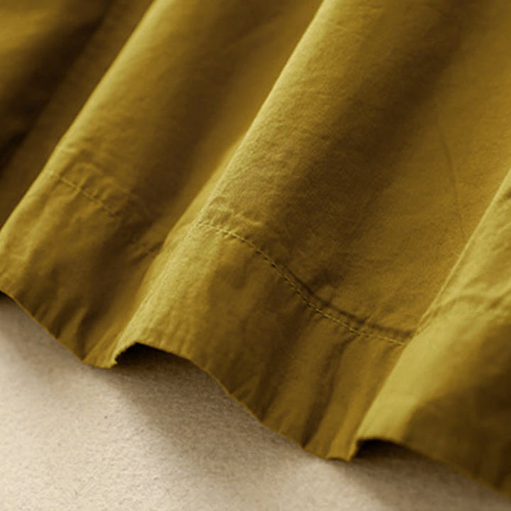 Buddha Stones Summer Plain Crew Neck Simple Short Sleeve Design Midi Dress With Pockets - image 22