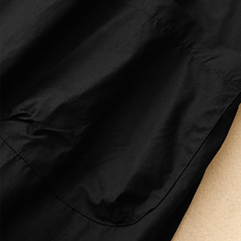 Buddha Stones Summer Plain Crew Neck Simple Short Sleeve Design Midi Dress With Pockets - image 12