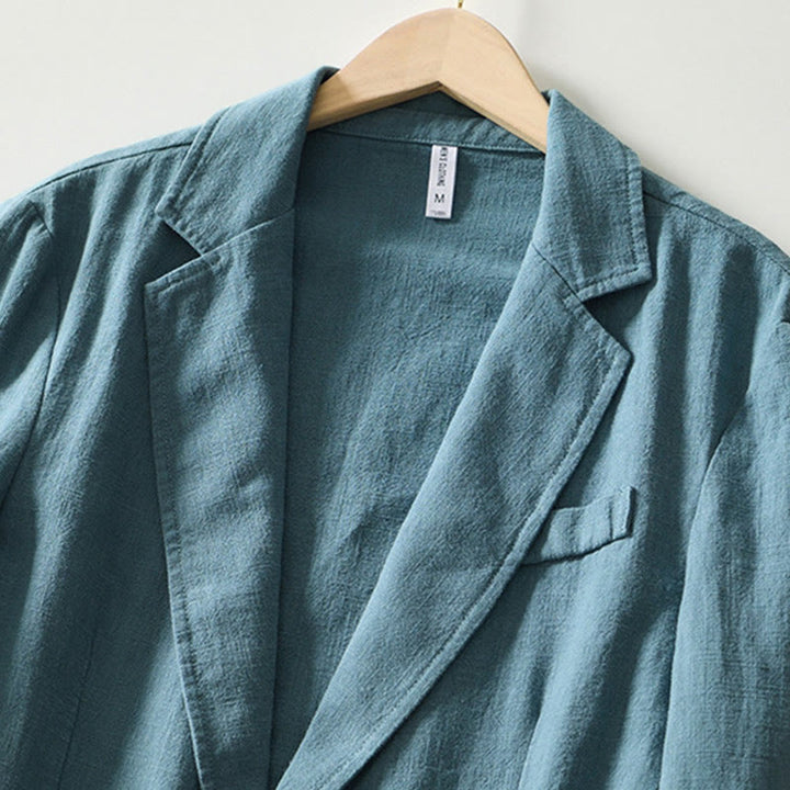 Buddha Stones Long Sleeve Button Placket Design Men's Cotton Linen Jacket Shirt With Pockets - image 1