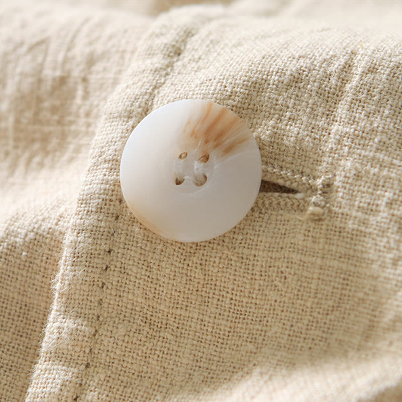 Buddha Stones Long Sleeve Button Placket Design Men's Cotton Linen Jacket Shirt With Pockets - image 13