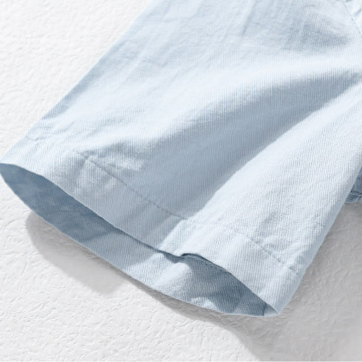 Buddha Stones Daily Pure Color Lapel Men's Short Sleeve Cotton Linen Shirt With Pockets - image 7
