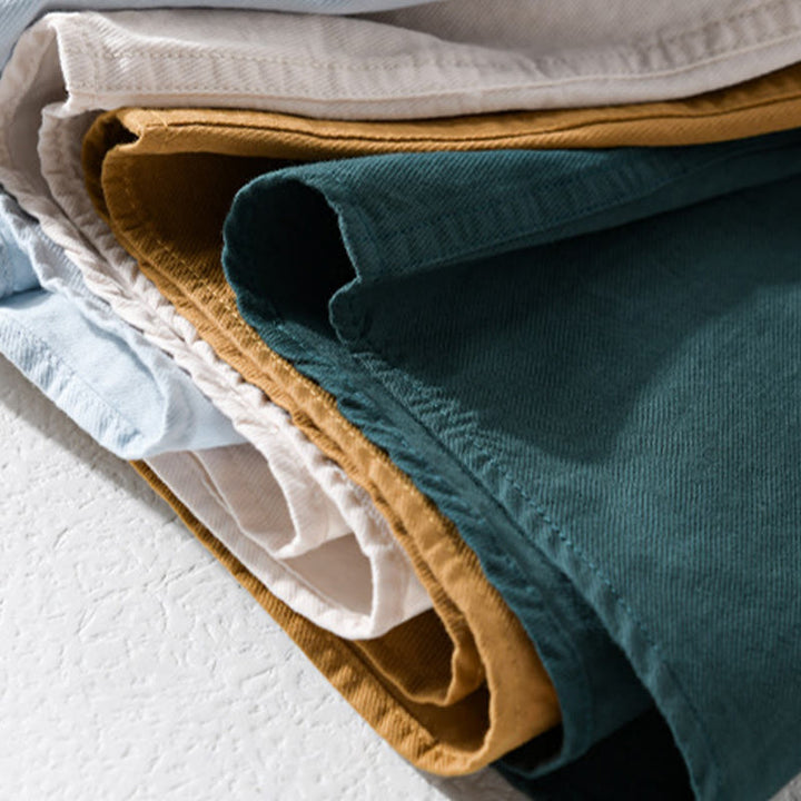 Buddha Stones Daily Casual Pure Color Lapel Men's Short Sleeve Cotton Linen Shirt With Pockets - image 22