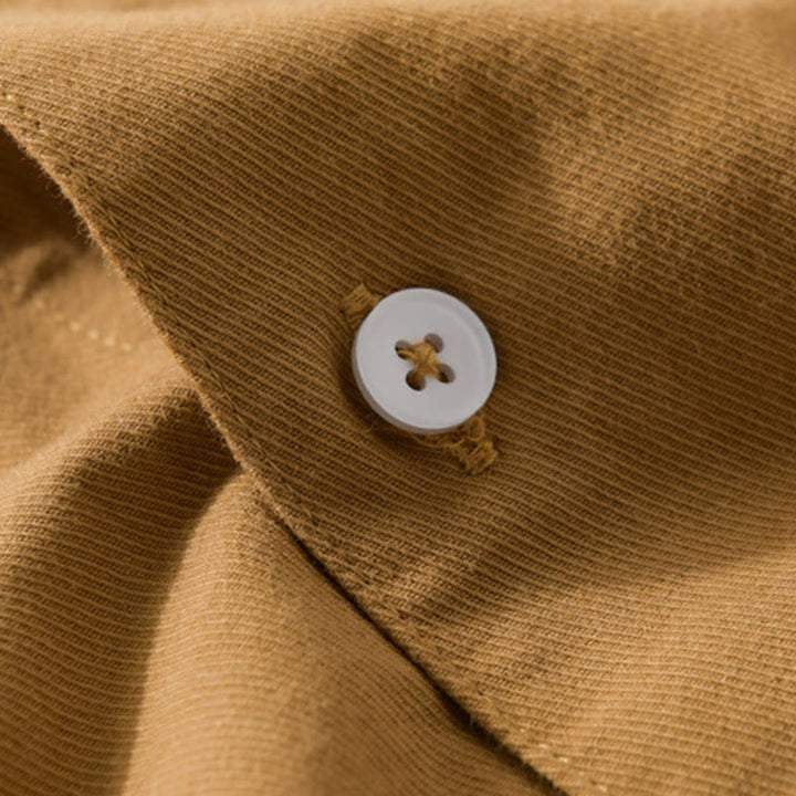 Buddha Stones Daily Casual Pure Color Lapel Men's Short Sleeve Cotton Linen Shirt With Pockets - image 16