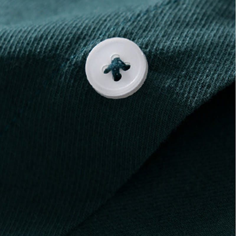 Buddha Stones Daily Casual Pure Color Lapel Men's Short Sleeve Cotton Linen Shirt With Pockets - image 11