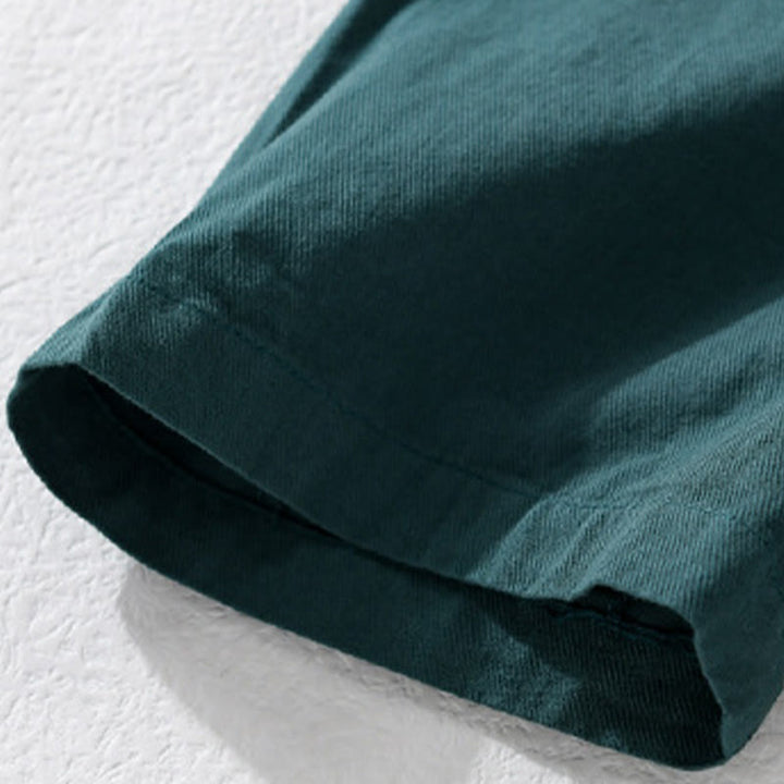 Buddha Stones Daily Pure Color Lapel Men's Short Sleeve Cotton Linen Shirt With Pockets - image 12