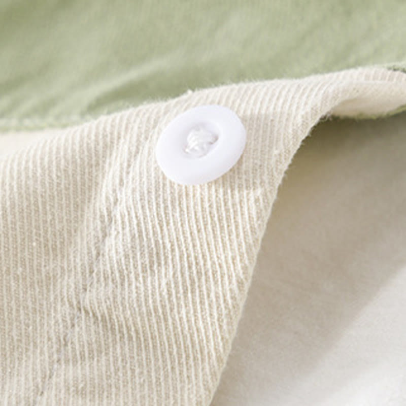 Buddha Stones Spring Stitching Contrast Color Lapel Long Sleeve Button Design Men's Cotton Linen Shirt With Pockets - image 12