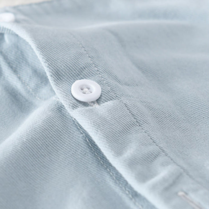 Buddha Stones Spring Stitching Contrast Color Lapel Long Sleeve Button Design Men's Cotton Linen Shirt With Pockets - image 4