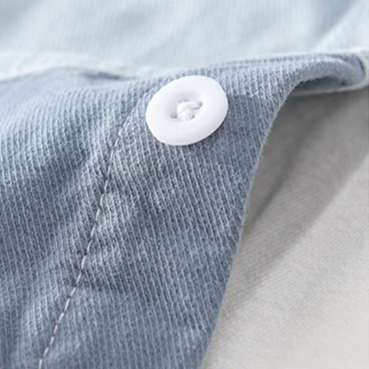 Buddha Stones Spring Stitching Contrast Color Lapel Long Sleeve Button Design Men's Cotton Linen Shirt With Pockets - image 5