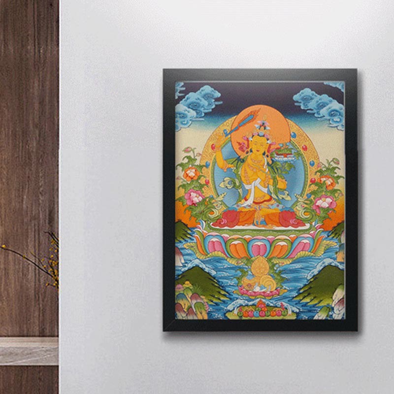Buddha Stones Tibetan Thangka Painting Yellow God of Wealth Green Tara Avalokitesvara Handmade Decoration Blind Box(Random Style) - image 20