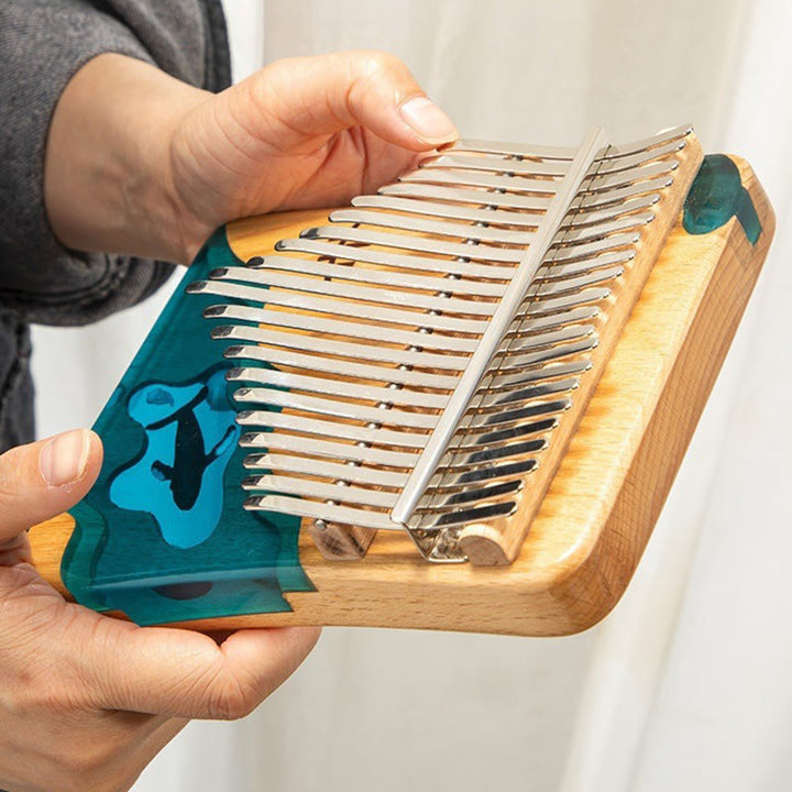 Buddha Stones Kalimba 17/21 Keys Thumb Piano Beech Wood Deep Sea Blue Whale Portable Finger Piano