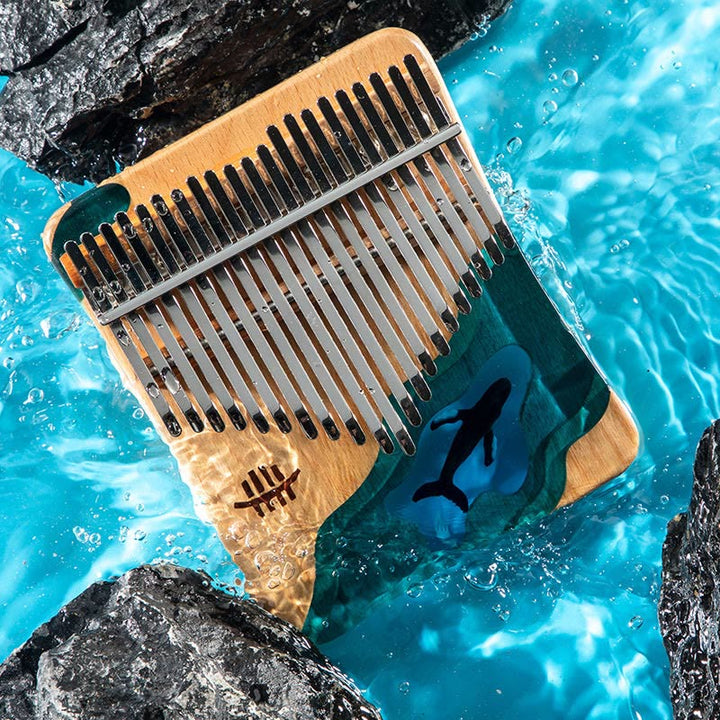 Buddha Stones Kalimba 17/21 Keys Thumb Piano Beech Wood Deep Sea Blue Whale Portable Finger Piano