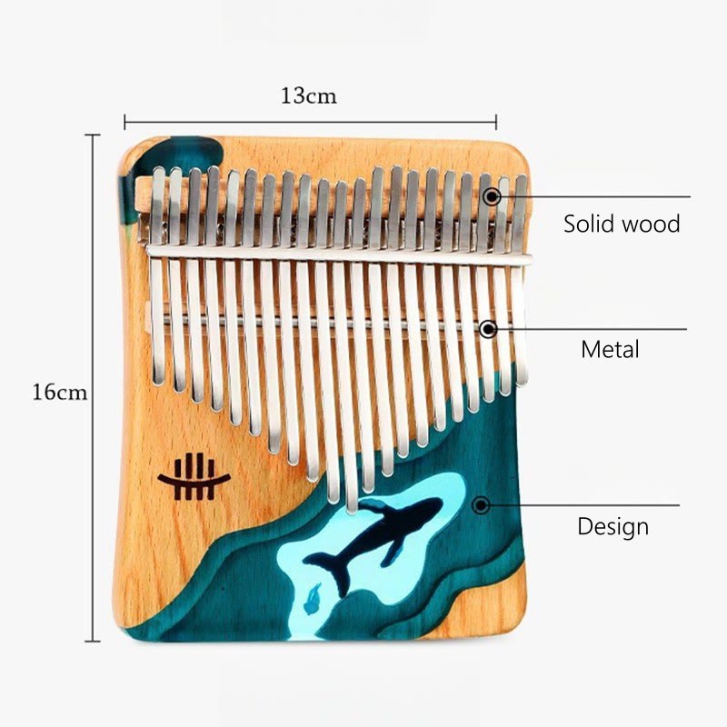 Buddha Stones Kalimba 17/21 Keys Thumb Piano Beech Wood Deep Sea Blue Whale Portable Finger Piano
