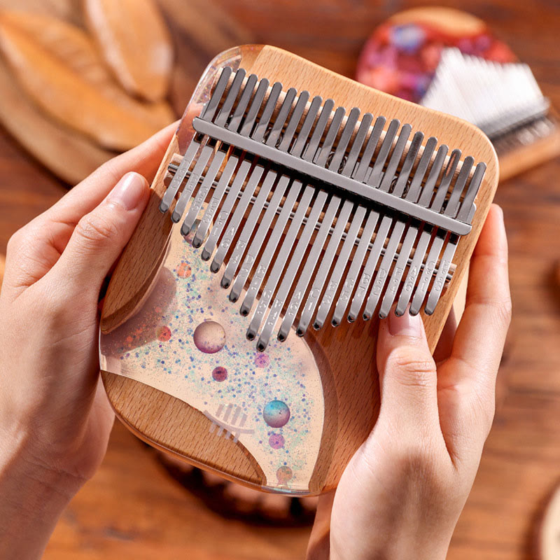 Buddha Stones Kalimba 17/21 Keys Thumb Piano Beech Wood Planet Universe Portable Finger Piano