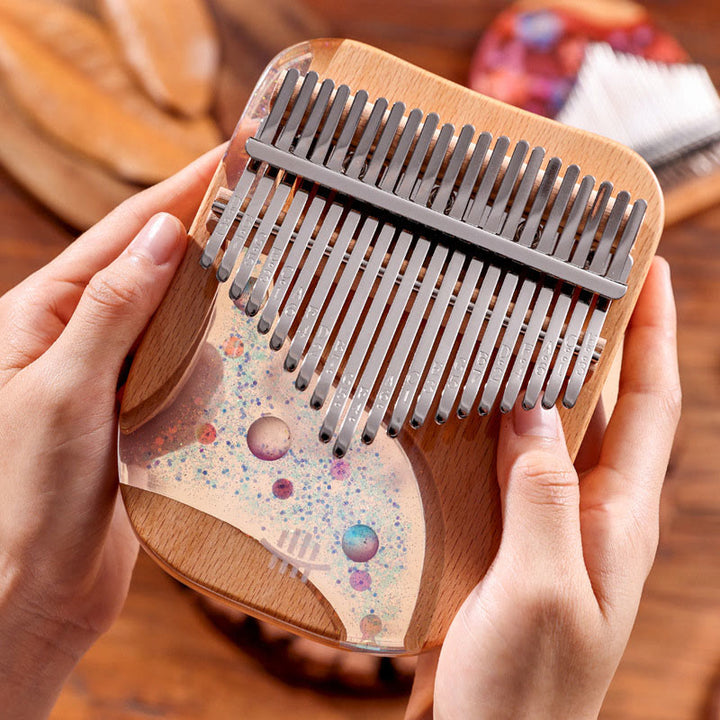 Buddha Stones Kalimba 17/21 Keys Thumb Piano Beech Wood Planet Universe Portable Finger Piano