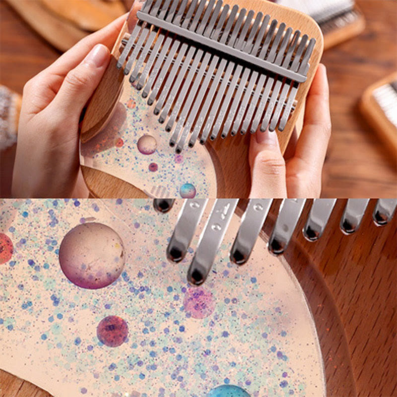 Buddha Stones Kalimba 17/21 Keys Thumb Piano Beech Wood Planet Universe Portable Finger Piano