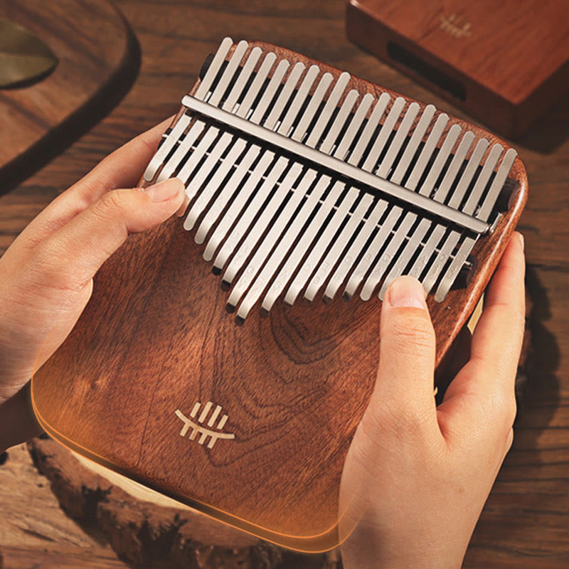 Buddha Stones 21 Keys Kalimba Thumb Piano Yellow Sandalwood Retro Portable Finger Piano