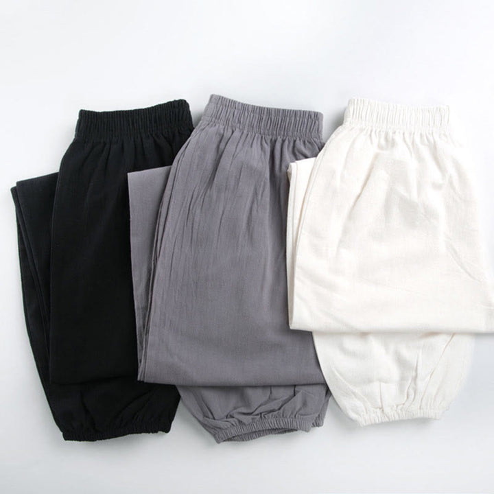 Buddha Stones Summer Solid Color Unisex Elastic Waist Tai Chi Qigong Practice Pants With Pockets - image 14