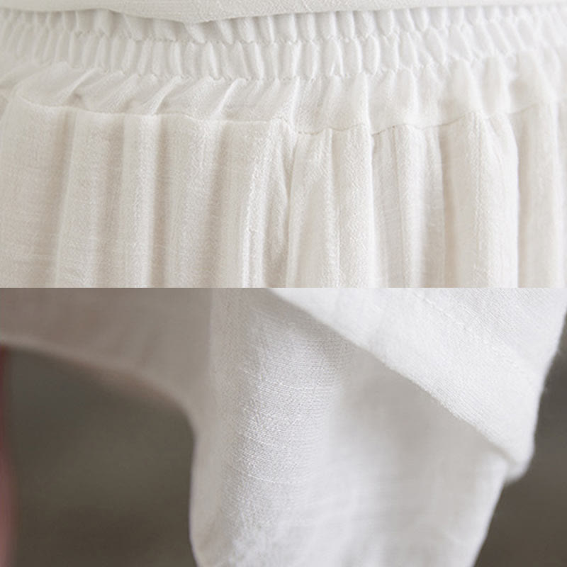 Buddha Stones 2Pcs Beige Chinese Frog-Button Design Long Sleeve Shirt Top Pants Meditation Zen Tai Chi Cotton Linen Clothing Women's Set - image 18