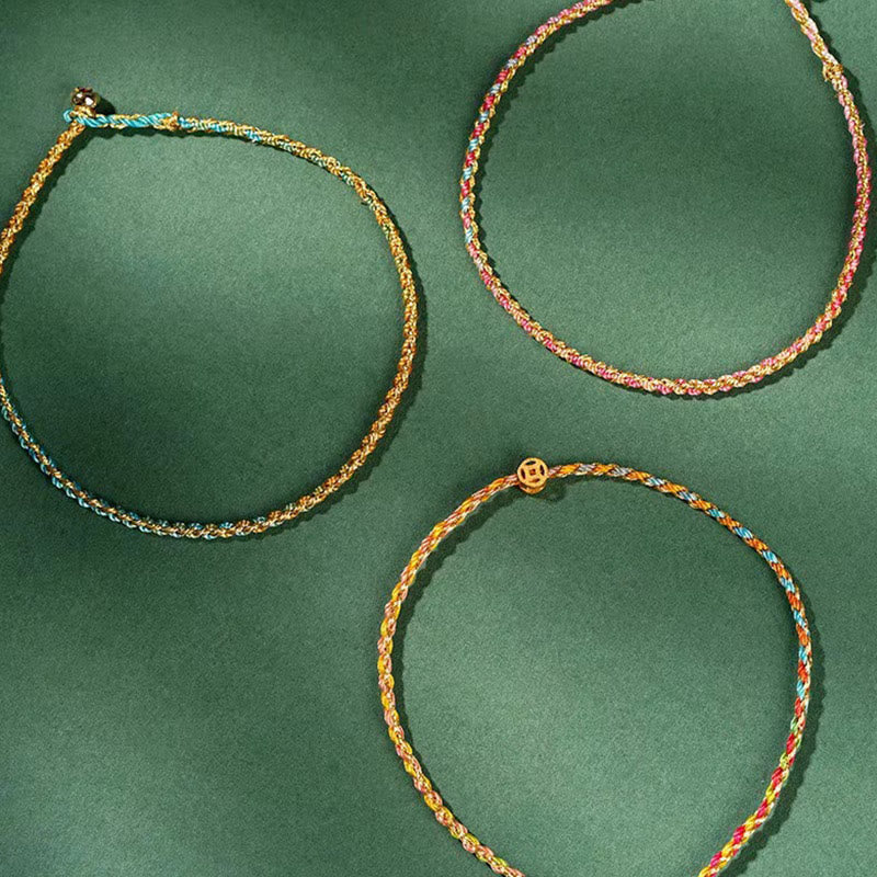 Buddha Stones Colorful Rope Luck Coin Bead Abundance Extra Thin Braided Bracelet - image 24