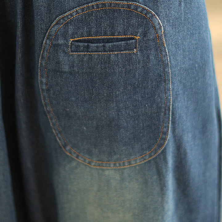 Buddha Stones Casual DarkSlateBlue Plain Drawstring Cotton Women's Harem Pants With Pockets - image 7