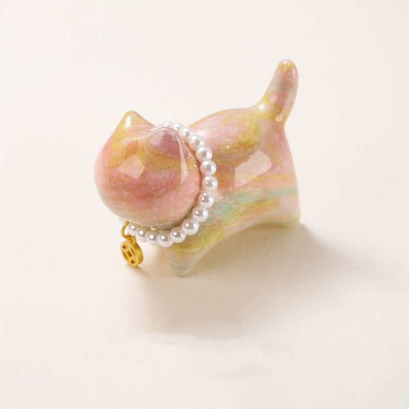 Buddha Stones Sandalwood Lucky Mini Cat Lacquer Craft Healing Decoration Random Color(Blind Box) - Random Color(1.89*1.5*0.94 in / 48*38*24mm) - image 0