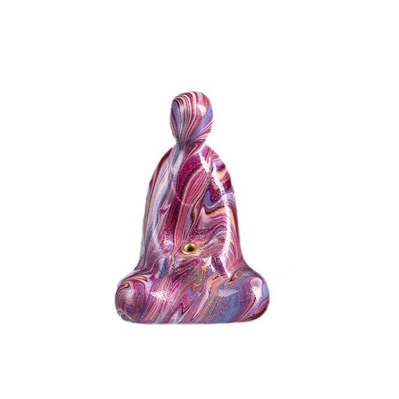 Buddha Stones Mini Formless Buddha Ebony Wood Lacquer Craft Peace Incense Stick Holder Decoration - Purple(Random Purple Color) - image 2