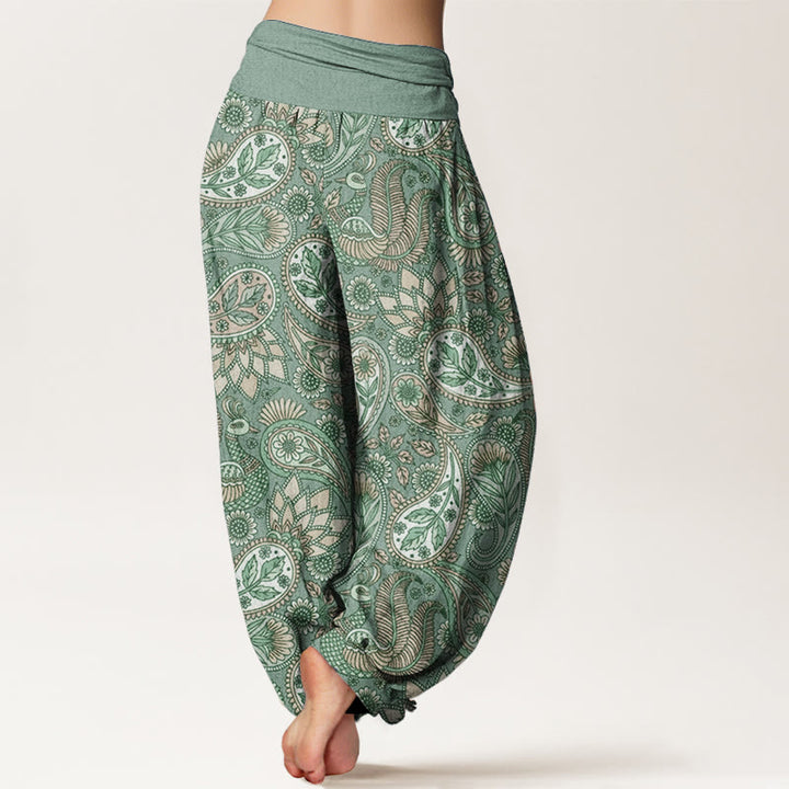 Buddha Stones Pure Cotton Cashew Flower Peacock Sunflower Design Women's Elastic Waist Harem Pants - image 6