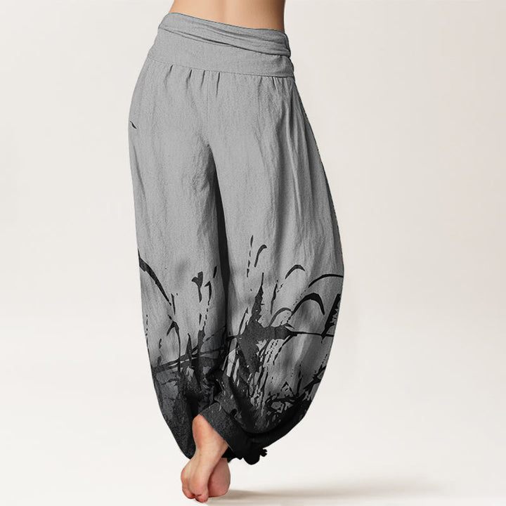 Buddha Stones Pure Cotton Wild Grass Pattern Women's Elastic Waist Harem Pants - image 1