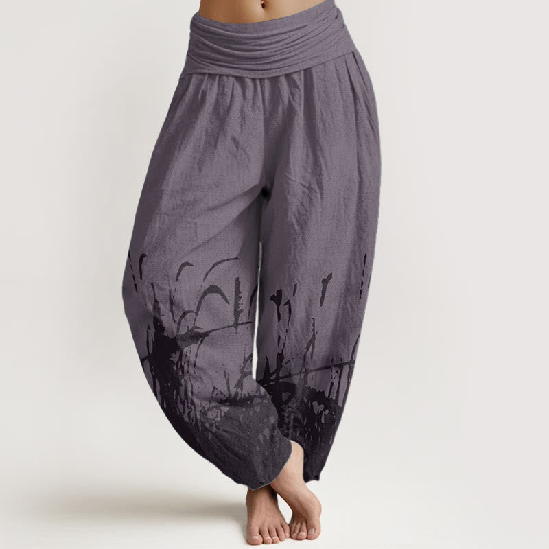 Buddha Stones Pure Cotton Wild Grass Pattern Women's Elastic Waist Harem Pants - Purple - US22，UK/AU26，EU54 (6XL) - image 8
