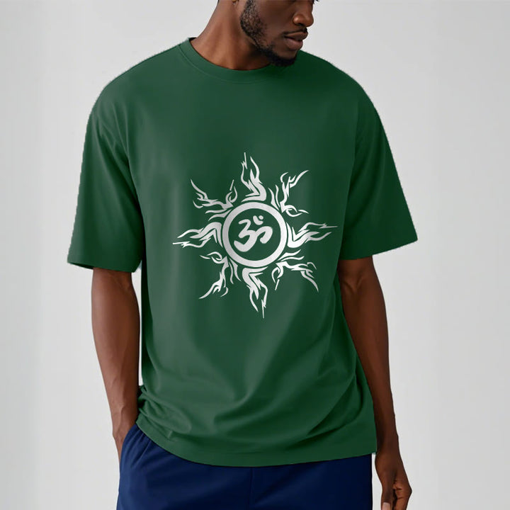 Buddha Stones Sunburst Pattern Surrounding An Om Symbol Pattern Cotton Tee T-shirt - image 12