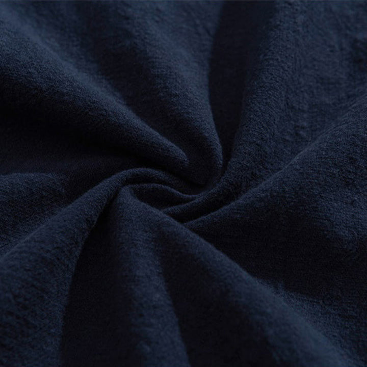 Buddha Stones Casual Half Frog-Button Design Stand Collar Tang Suit Men's Half Sleeve Cotton Shirt With Pocket - image 7