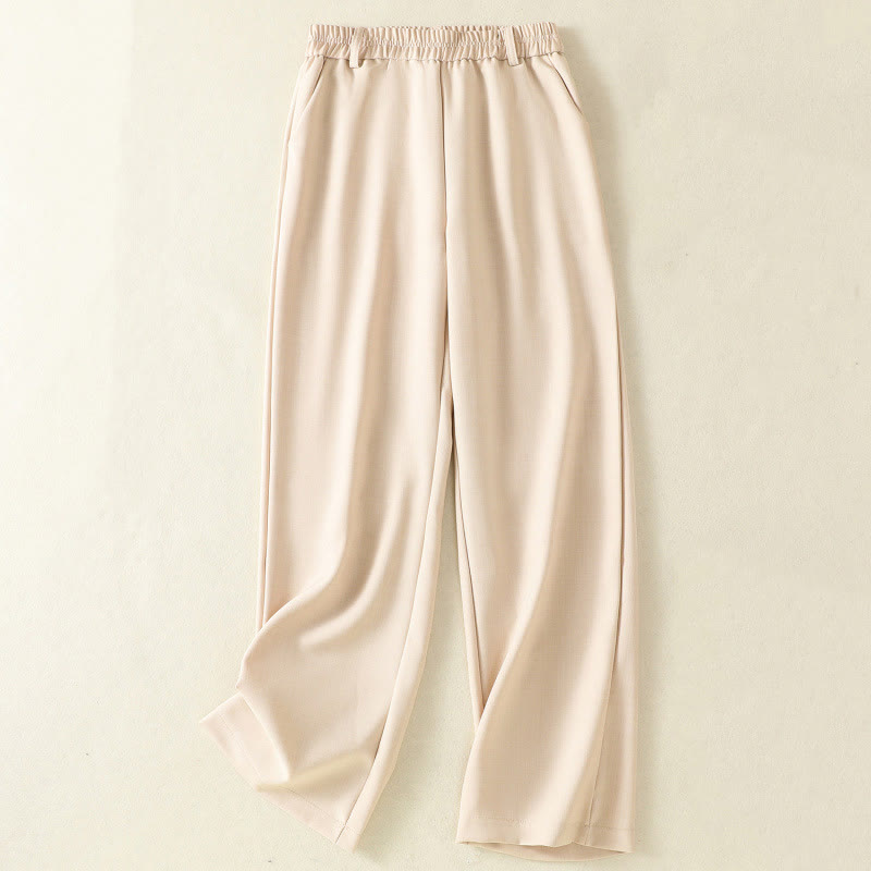 Buddha Stones Vintage Elastic Waistband Design Drawstring Women's Cotton Pants With Pockets - AntiqueWhite - US8-10，UK/AU12-14，EU40-42 (2XL) - image 0